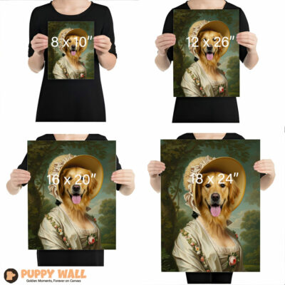 lady golden golden retriever dog painting 005
