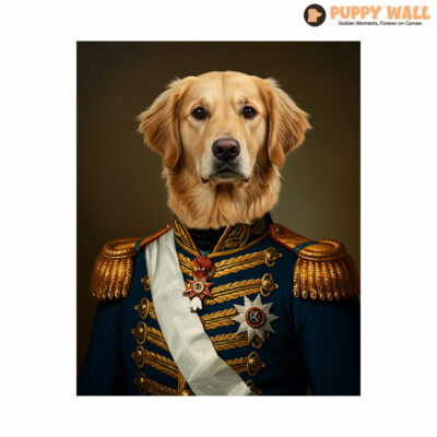 lieutenant golden retriever portrait on canvas 003