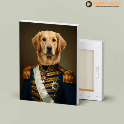 lieutenant golden retriever portrait on canvas 004