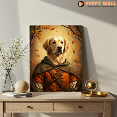 Medieval Adventurer – Golden Retriever Watercolor Painting