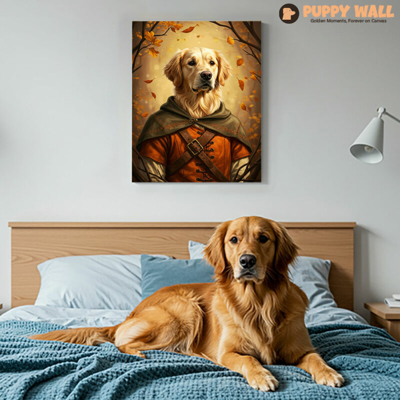 Medieval Adventurer – Golden Retriever Watercolor Painting