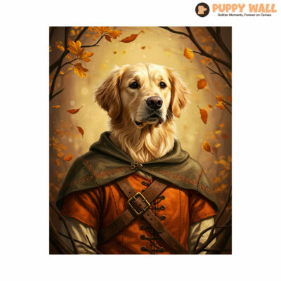 medieval adventurer golden retriever watercolor painting 003