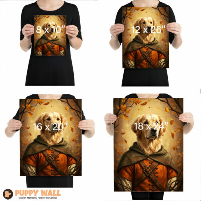 medieval adventurer golden retriever watercolor painting 005
