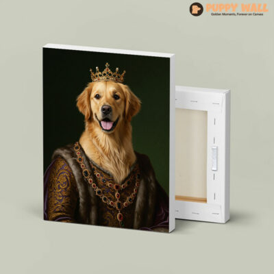 royal highness golden retriever puppy canvas painting 004