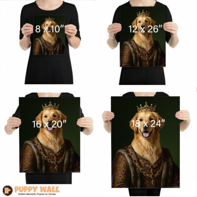 royal highness golden retriever puppy canvas painting 005