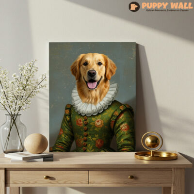 The Flower Lady – Golden Retriever Framed Canvas