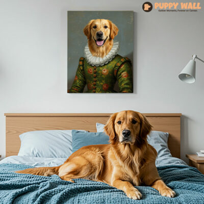 The Flower Lady – Golden Retriever Framed Canvas