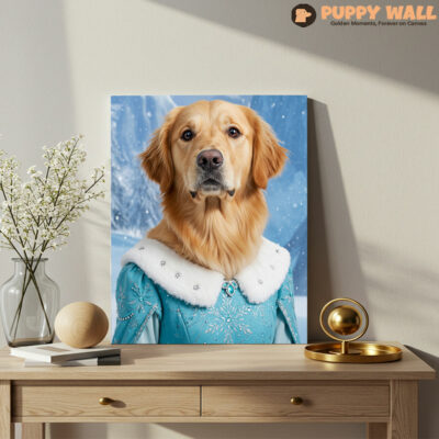 The Ice Princess – Golden Retriever Pet Portrait On Canvas