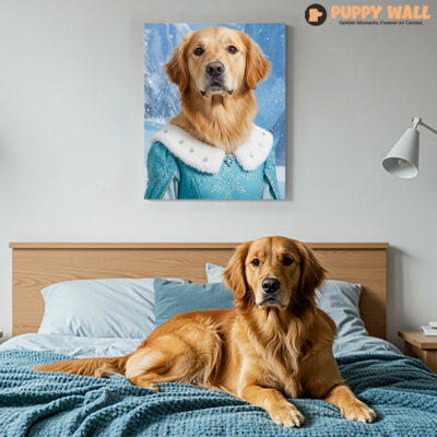 The Ice Princess – Golden Retriever Pet Portrait On Canvas