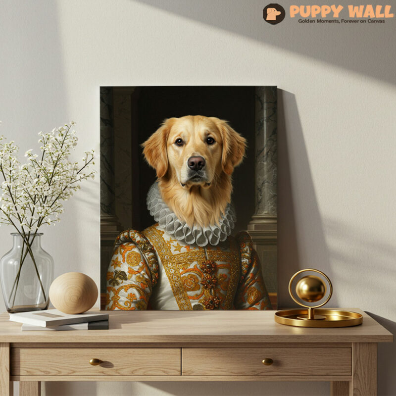 The Princess – Renaissance-Style Golden Retriever Royal Portrait