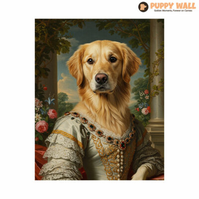 the royal queen baroque golden retriever aristocrat painting 003