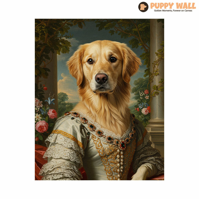 The Royal Queen – Baroque Golden Retriever Aristocrat Painting