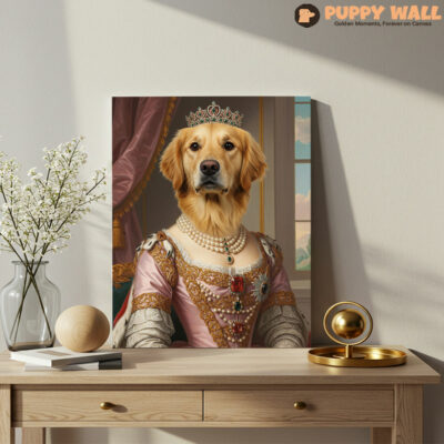 The Spoiled Princess – Golden Retriever Historical Costume Artwork