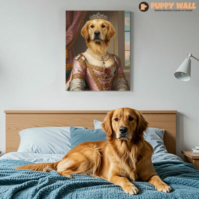 The Spoiled Princess – Golden Retriever Historical Costume Artwork