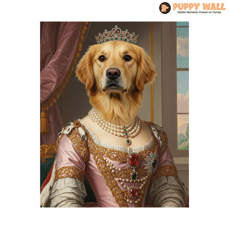 The Spoiled Princess – Golden Retriever Historical Costume Artwork