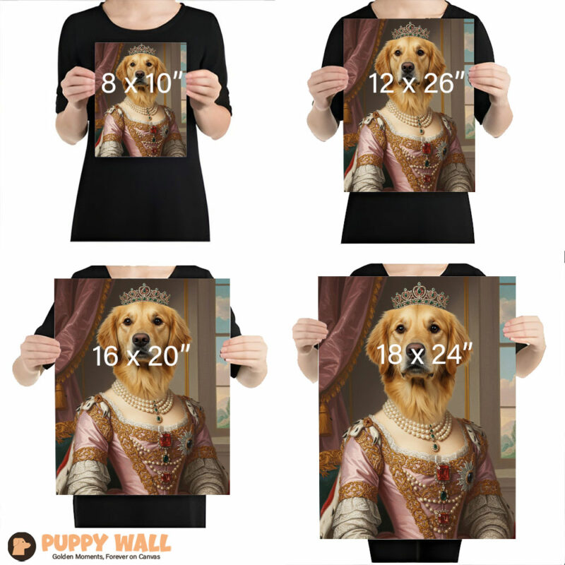 The Spoiled Princess – Golden Retriever Historical Costume Artwork