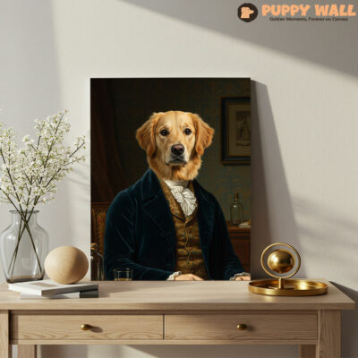 The Victorian Explorer – Custom Renaissance Pet Painting Golden Retriever
