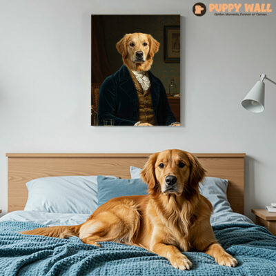 The Victorian Explorer – Custom Renaissance Pet Painting Golden Retriever