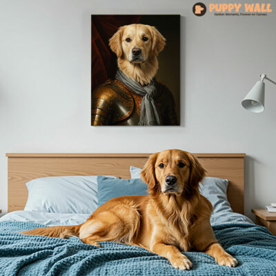 The Warrior King – Golden Retriever Royal Costume Art Print
