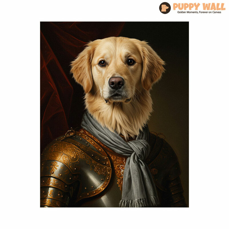 The Warrior King – Golden Retriever Royal Costume Art Print