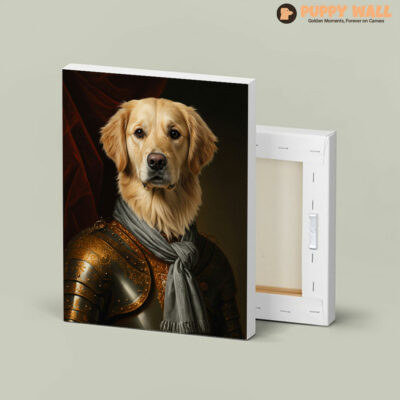 the warrior king golden retriever royal costume art print 004