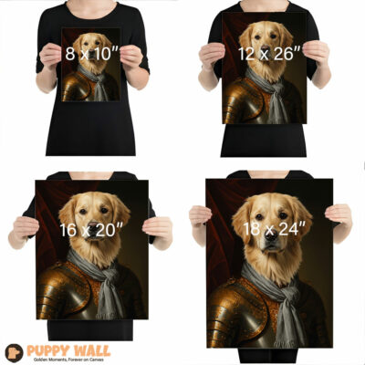 the warrior king golden retriever royal costume art print 005