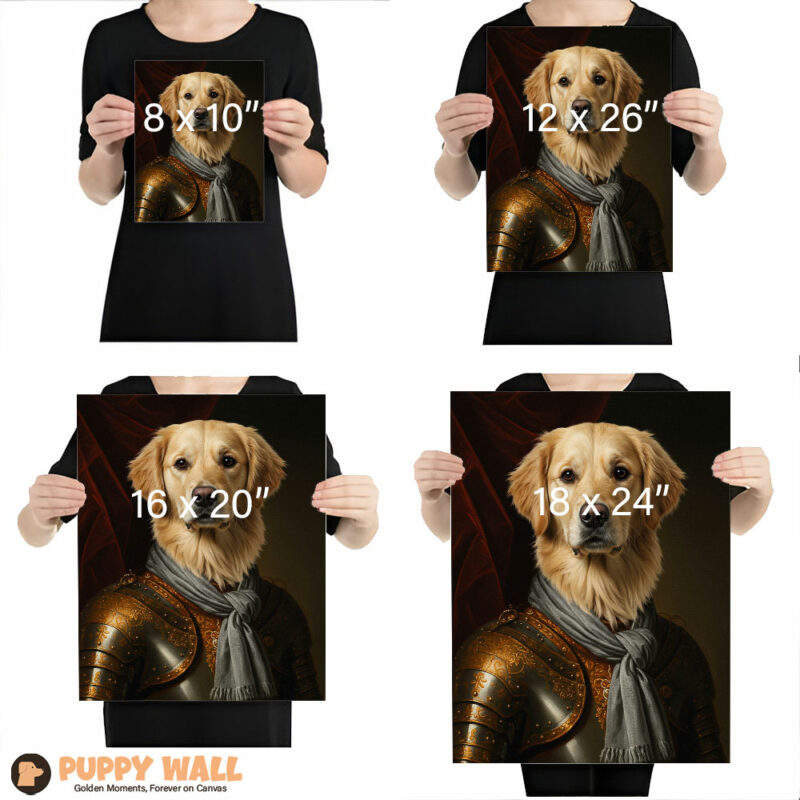 The Warrior King – Golden Retriever Royal Costume Art Print