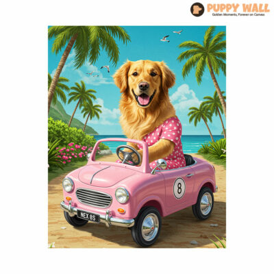 toy car custom pet portrait golden retriever 003