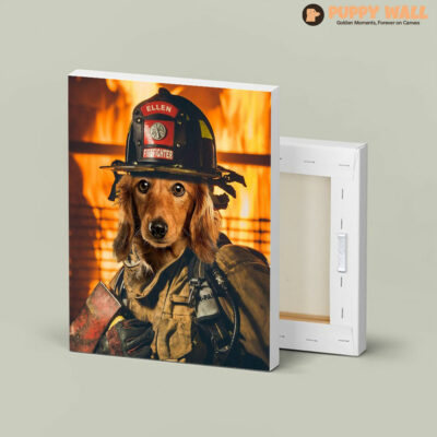 custom firefighter dog portrait canvas 004