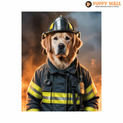 custom golden retriever firefighter portrait 003