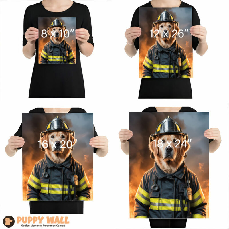 Custom Golden Retriever Firefighter Portrait