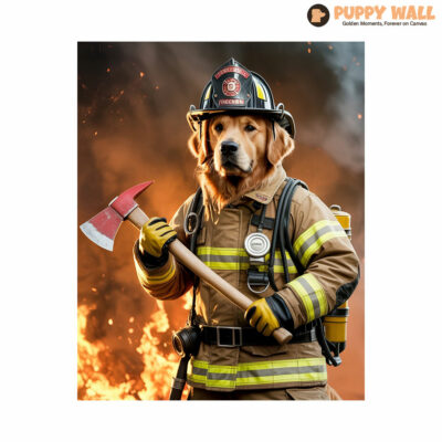 personalized firefighter golden retriever canvas 003