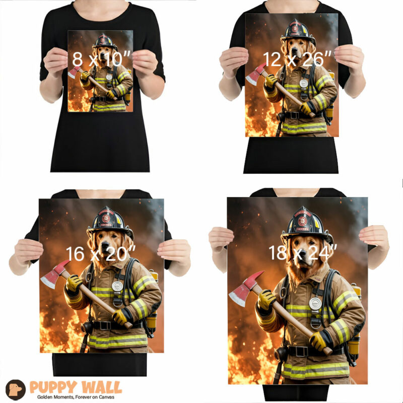 Personalized Firefighter Golden Retriever Canvas